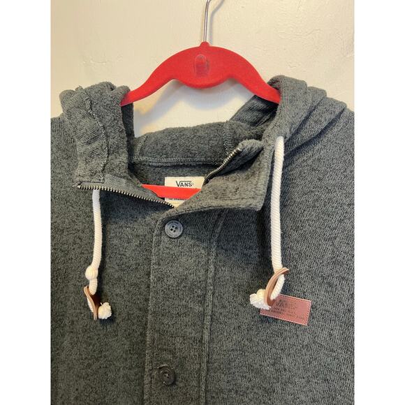 Vans Men's Button Up Grey Sweatshirt Hoodie Knit Skater Jacket Size XL - Picture 5 of 10